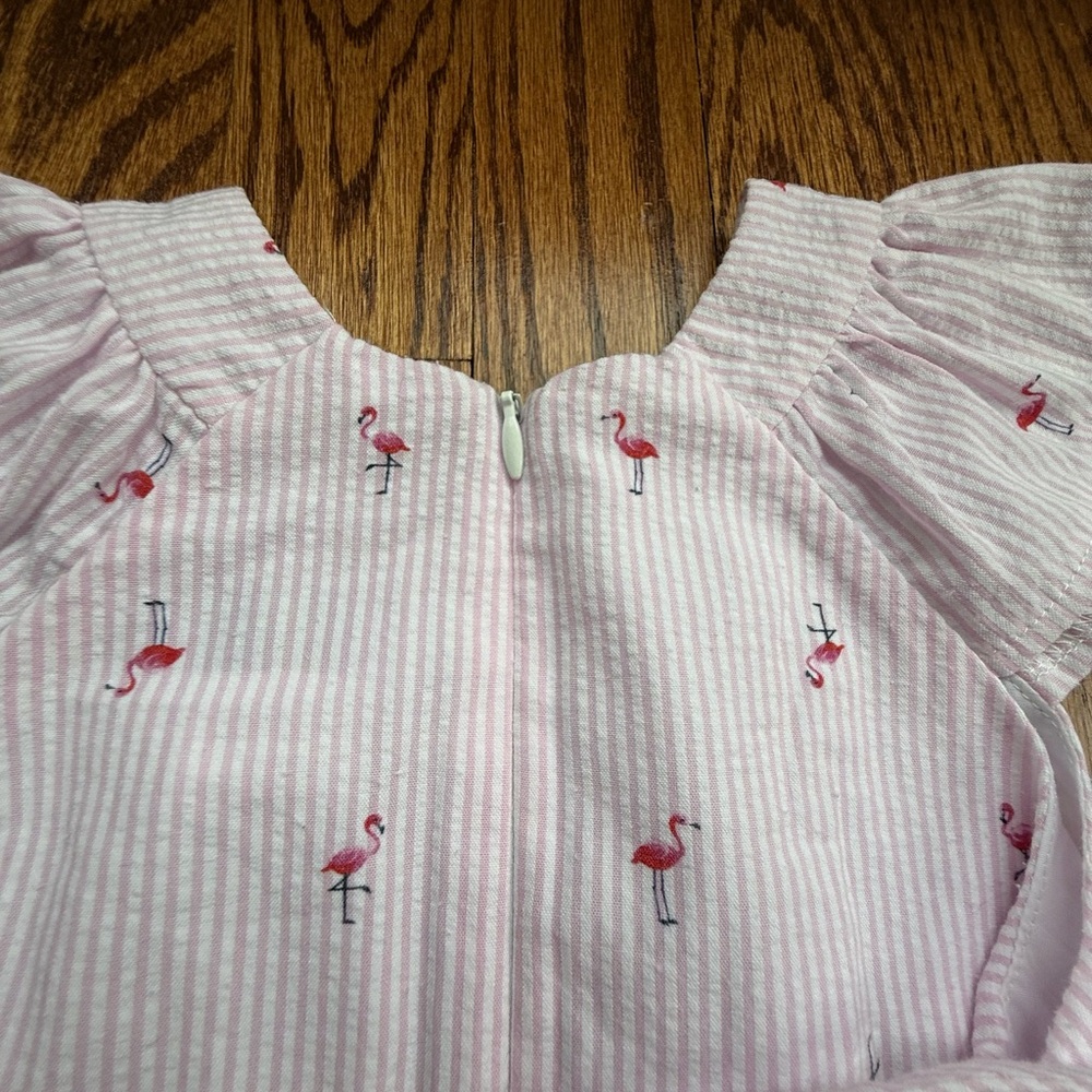 Florence Eiseman Seersucker Flamingo Print Dress 4T - Picture 7 of 9